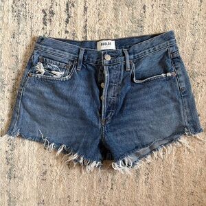 Agolde Distressed Blue Jean Shorts